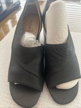 Naked Feet Black Crossover Leather Open-Toe Sandals